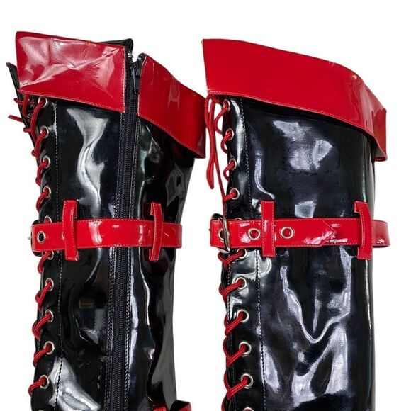 funtasma Medic 6 pleaser boots , red / black ,zip, lace up buckle - Picture 9 of 10